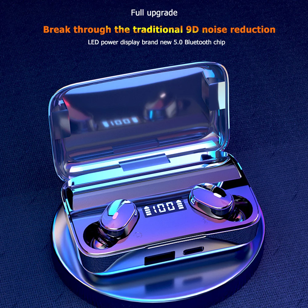 Mini Headphone Sport Headset with Charging Box Bluetooth In ear Headphones with Digital Display Charging Case TWS Earbuds