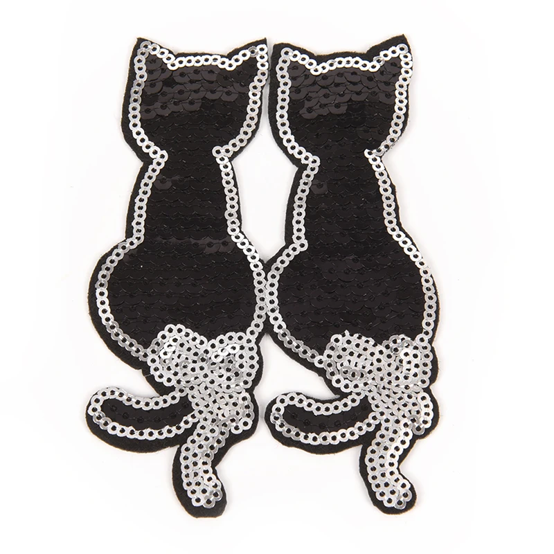 1Pcs Change Color Sew On Patch For Clothes DIY Cute Cat Reversible Patch Sequins Applique Bag Clothing Coat Sweater Crafts