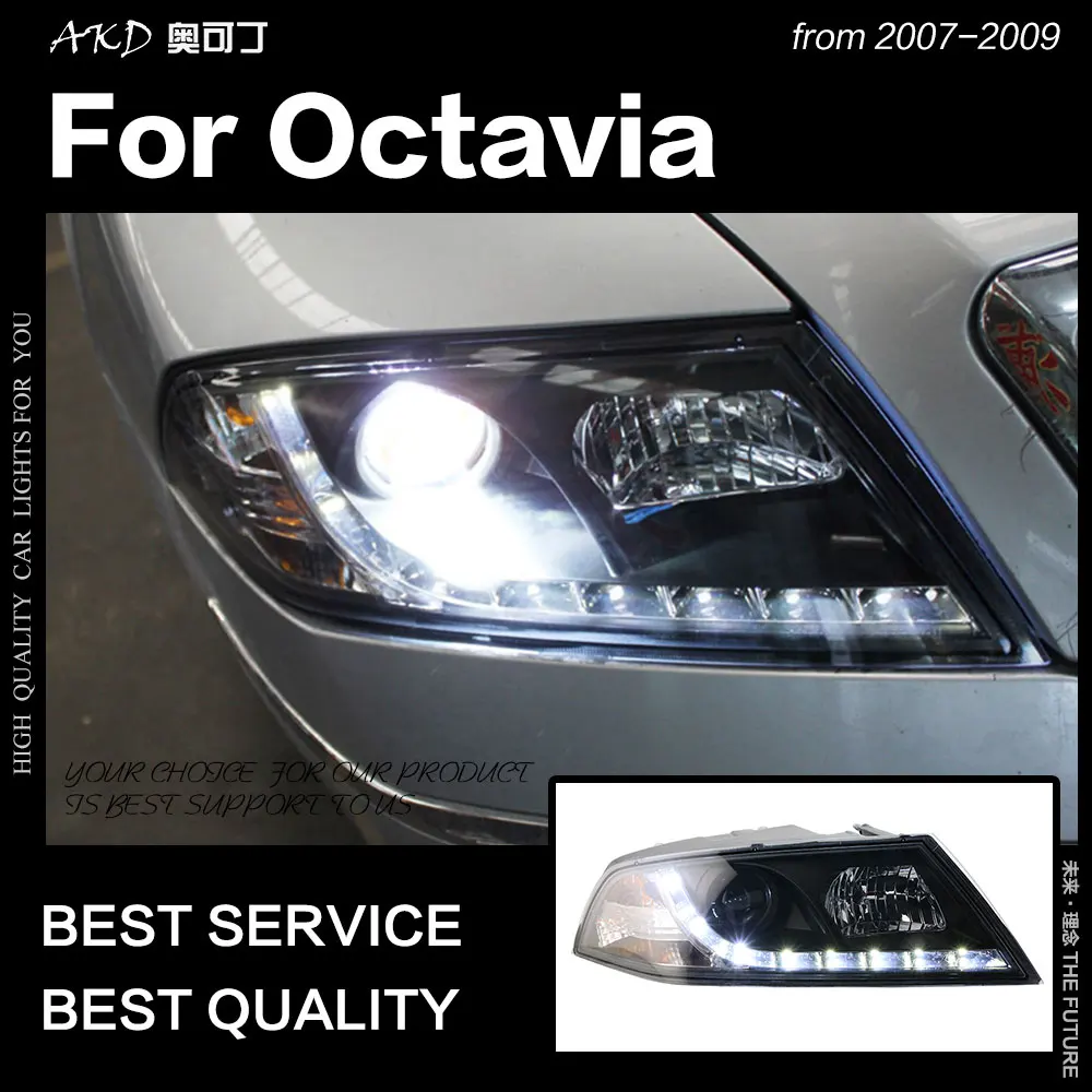 AKD Car Styling Head Lamp for Skoda Octavia A5 Headlights 2007 2009