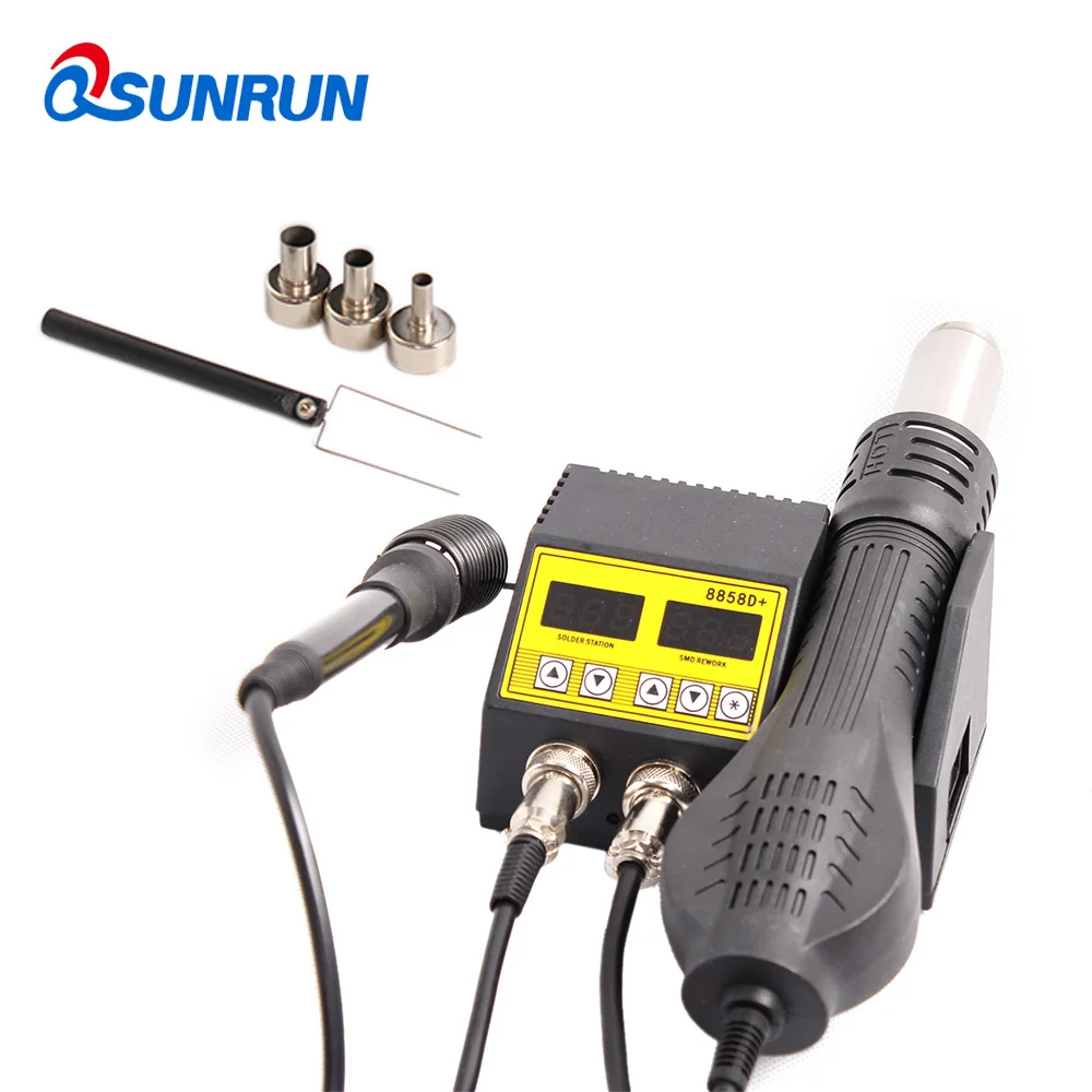 Qsunrun 8858DP New Rework Station Digital 2 In 1 Smd Rework Soldering Station Hot AiCool Air Welding Soldering Iron Repair Tools