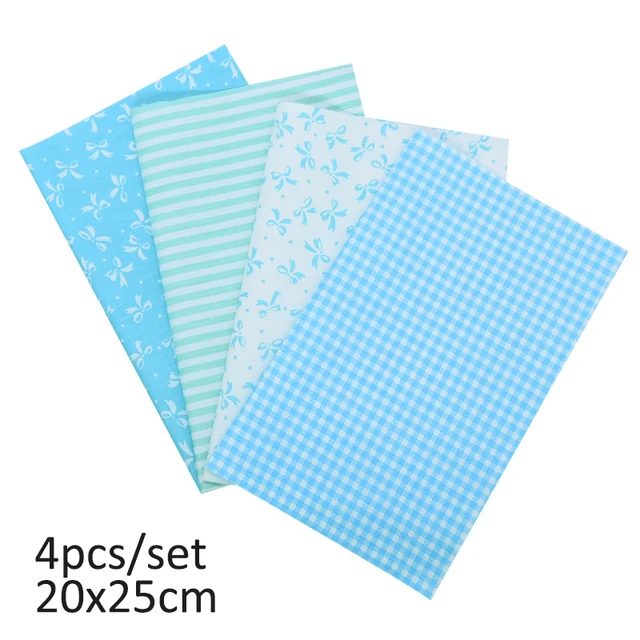 20cmx25cm and 25cmx25cm Cotton Fabric Printed Cloth Sewing Quilting Fabrics for Patchwork Needlework DIY Handmade Material 4pcs 20x25cm