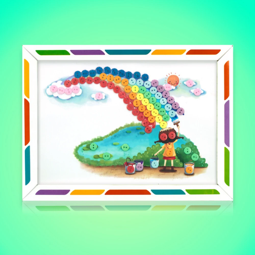 Детские DIY кнопки наклейки игрушки для рисования смешная игра ручной работы школа искусство класс живопись Рисование ремесло набор детей раннее образование - Цвет: Rainbow