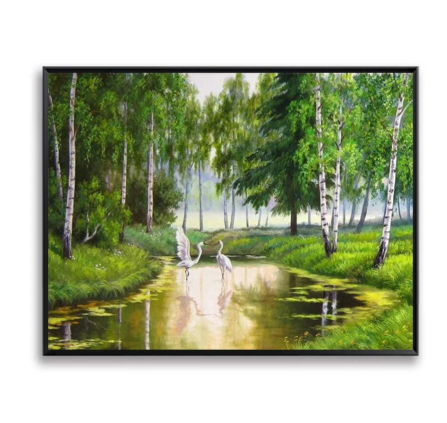 

2019 Spring Tree Oil painting DIY Paint by number Home Decorative Canvas Picture Coloring By Numbers Bird Nature Kids Gift