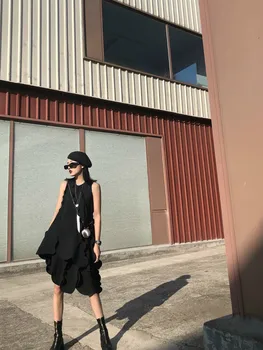 

Original Dark King Fried Models Niche Wave Line Cropped Irregular Design Dress Women