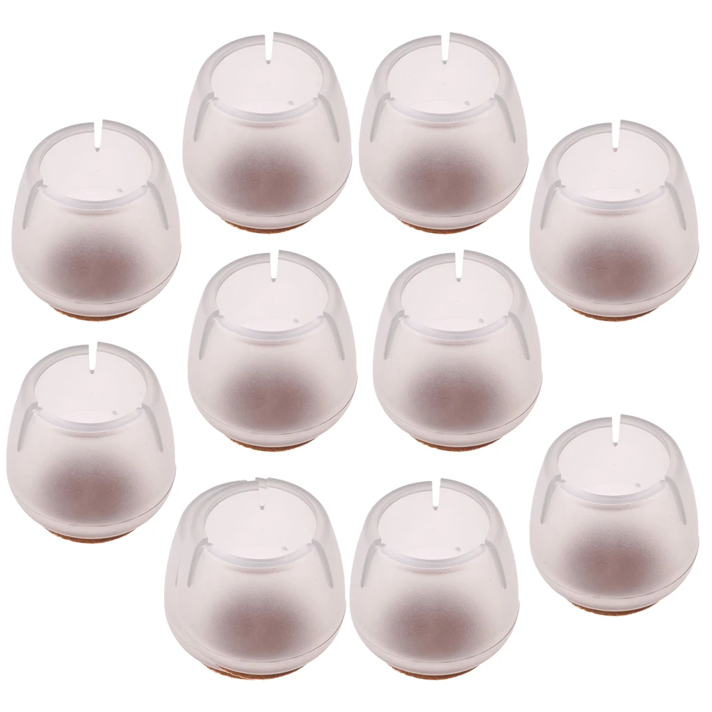 10Pcs Chair Leg Floor Protectors for Chair Legs, Round Silicone Chair Leg Caps Chair Leg Tip, Transparent Clear