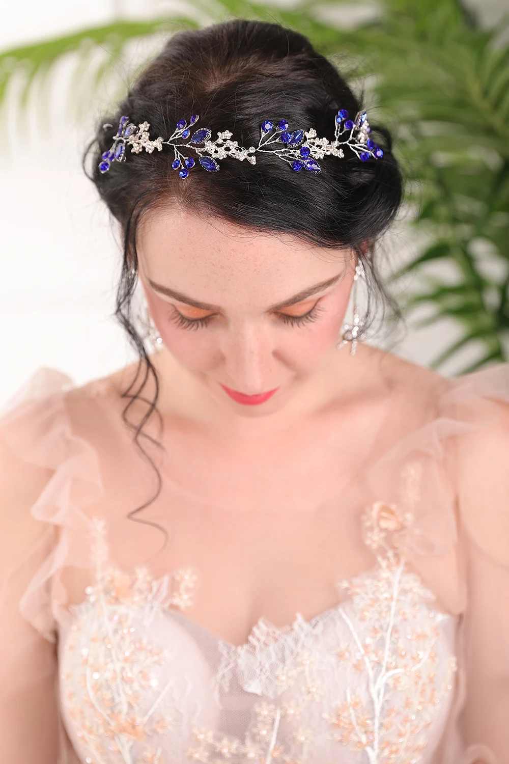 Silver Blue Crystal Wedding Hair band Rhinestones Bridal Crown Headdress Banquet Feast party for women hair accessories bridal hair accessories