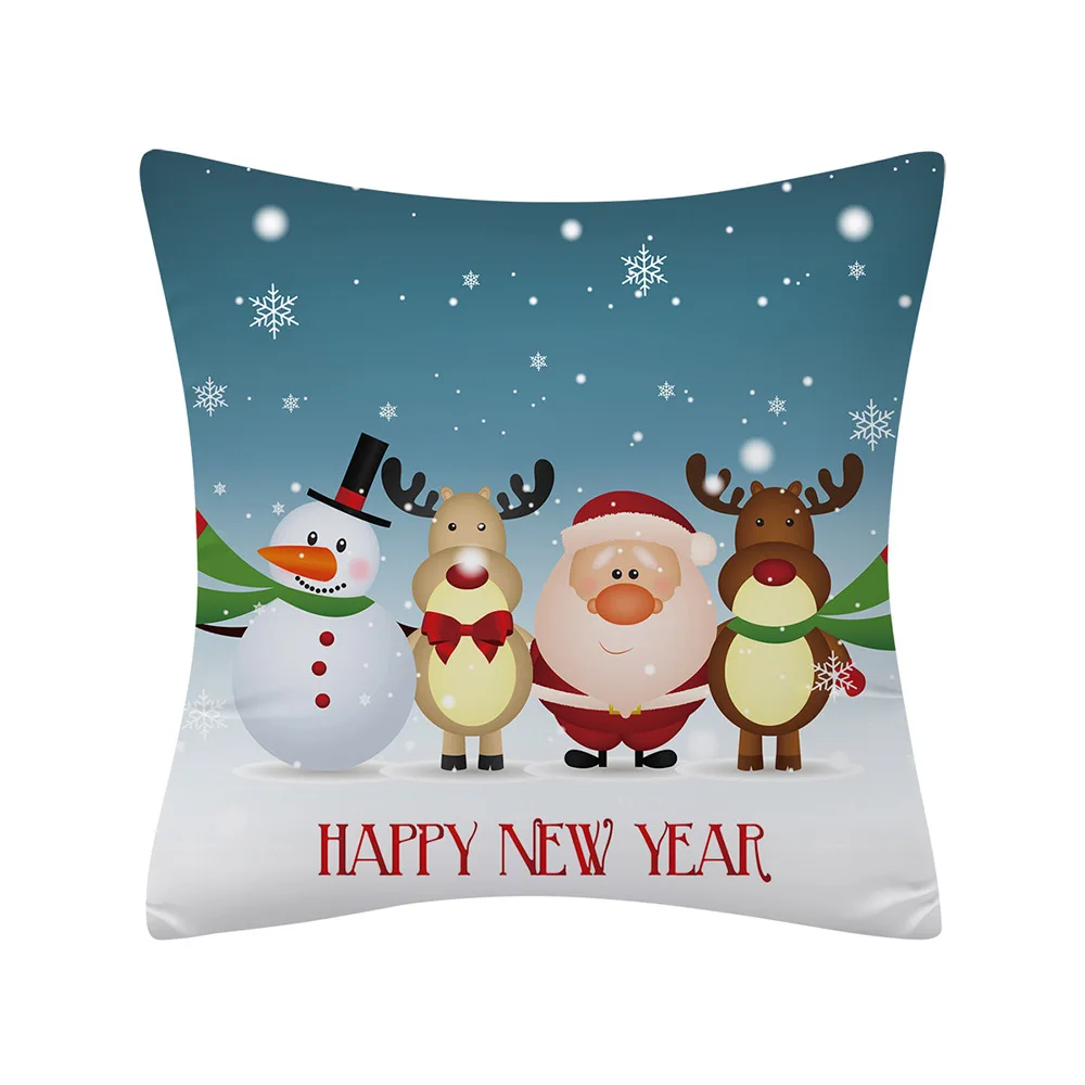 Christmas Cushion 45*45 Merry Christmas Santa Claus Red Pillows Decorative Throw Pillow Polyester White Snowman Pillowcase