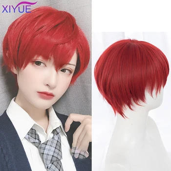 

XIYUE Wig Brand New Men Cosplay Wigs Red Heat Resistant Short Synthetic Hair Perucas Cosplay Wig