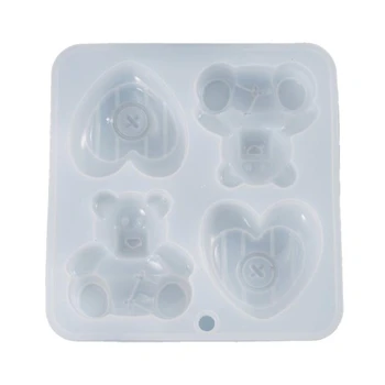 

Resin Mold Semi-dimensional Cute Bear Doll Love Heart Ornaments Silicone Mould XXFB