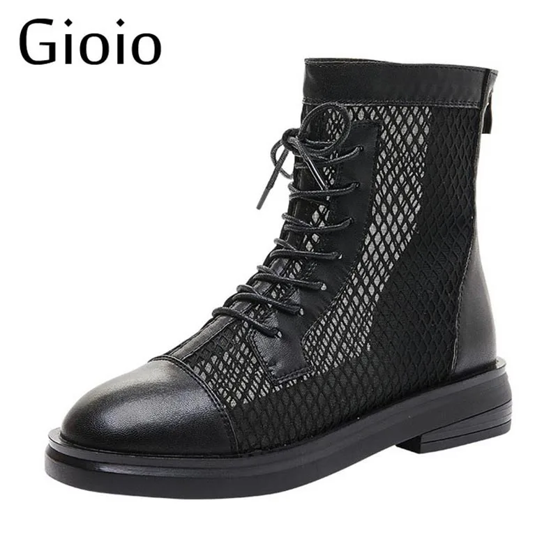 

Gioio Hollow Chelsea Short Boots Women 2021 New Summer Thin Section Breathable Thick Fashion Martin Boots Female High Top Sand