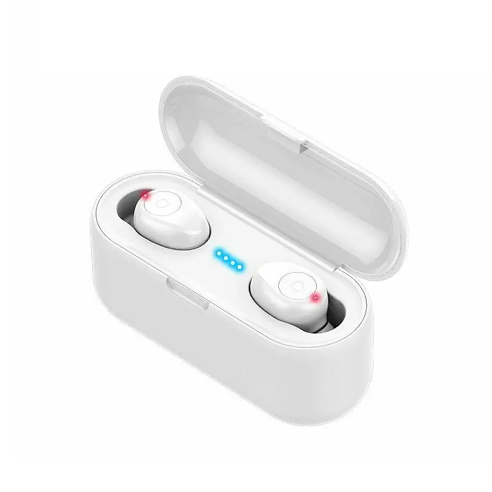 TWS Bluetooth наушники V5.0 беспроводные Bluetooth наушники светодиодный дисплей с 2000 мАч Внешний аккумулятор гарнитура с микрофоном - Цвет: Button-white
