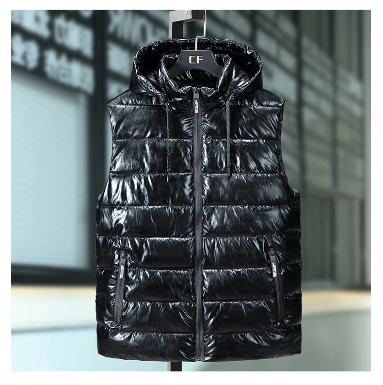 Плюс 8XL 7XL 6XL 5XL 4XL жилет мужской зимний теплый Модный повседневный рабочий жилет с капюшоном на молнии однотонная куртка без рукавов