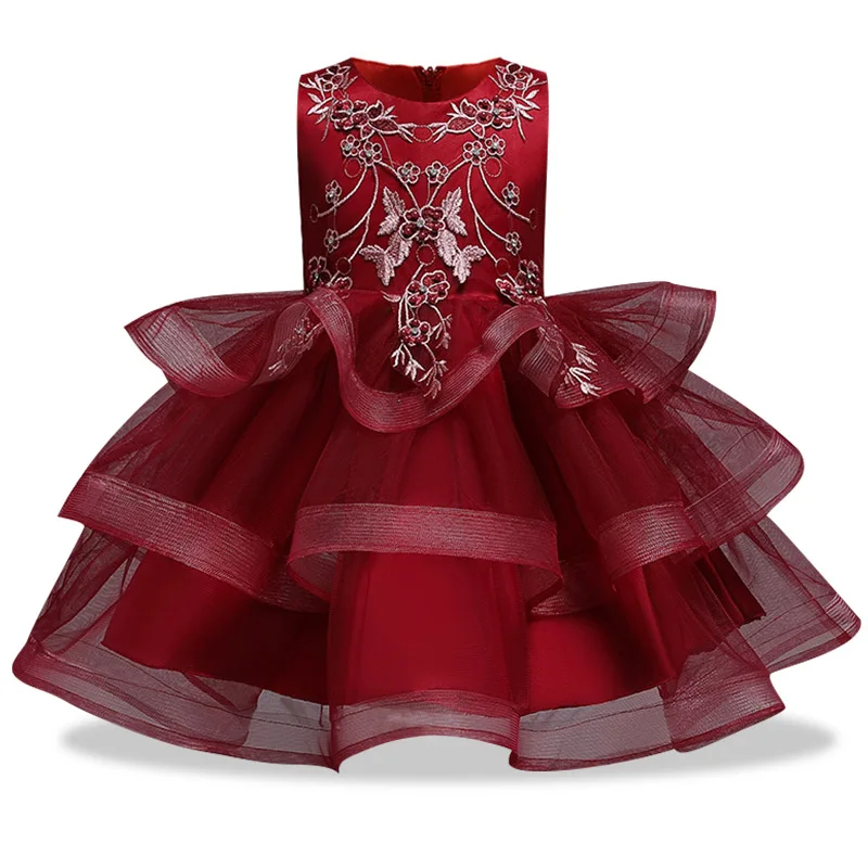 Online Girls Ceremony Partei Stickerei Kleid Blume Mädchen Perlen Hochzeit Kleid Party Kleid Kinder der Pengpeng Zeigen Kostüm