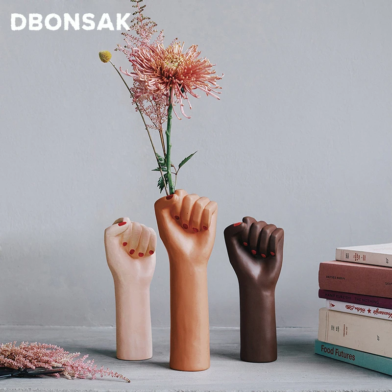 

Fist Ceramic Vase Hand Shape Flower Pot Arm Sculpture Handmade Sculpture Artwork Flower Arrangement Flower Home Decoration