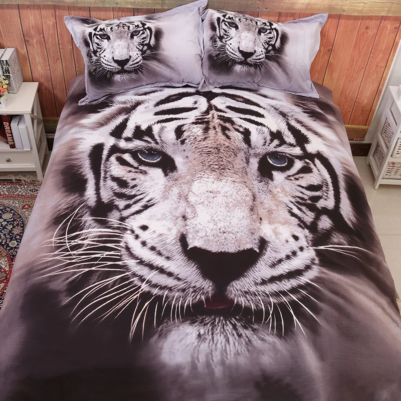 

3D Tiger Bedding set Animal Quilt Cover Twin queen king size brown color Bedclothes Bed room Home textiles 3pcs