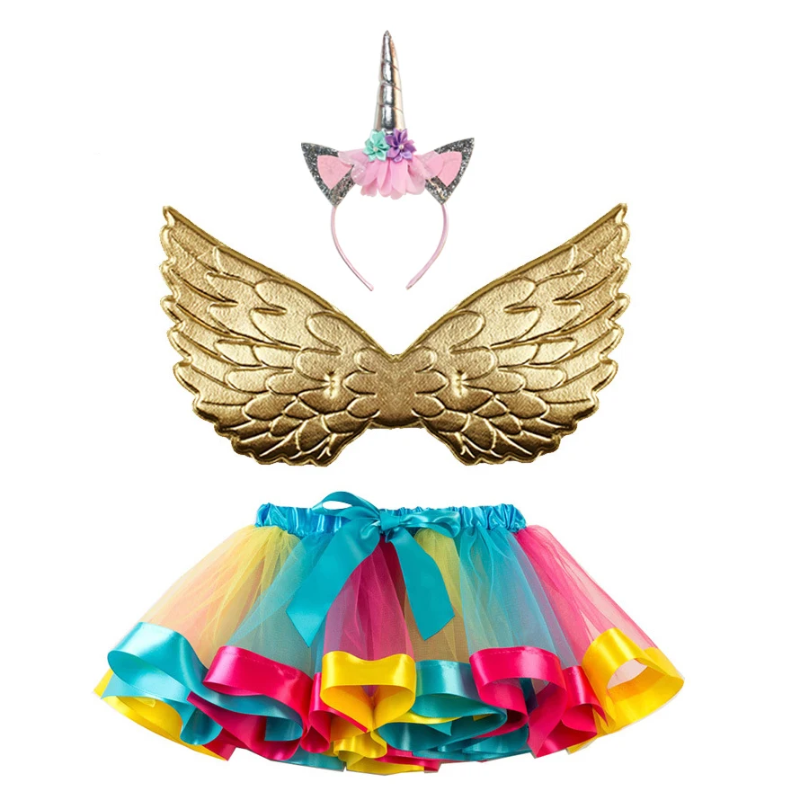 Модные детские комплекты одежды из 3 предметов, для Хеллоуина, карнавала, Рождества, платье принцессы костюмы для девочек Единорог нарядное платье год Детский костюм для вечеринок детская одежда