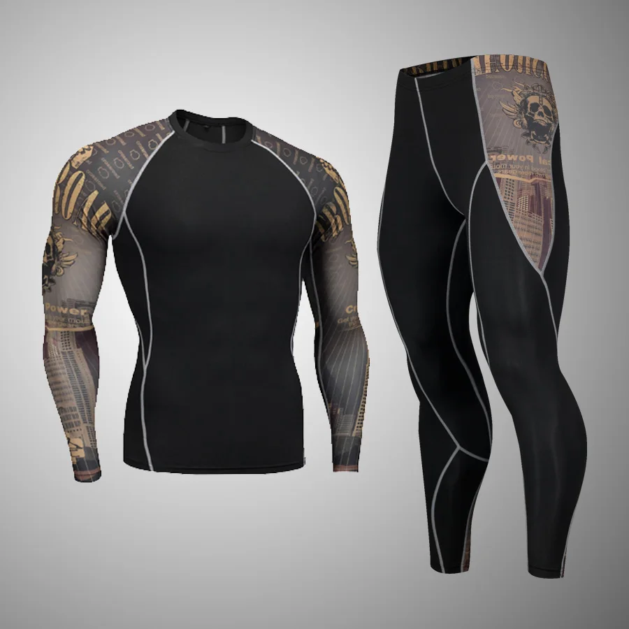 Winter Thermal Underwear For Men Compression Sports Leggings Elastic Comprehensive Training Suit Gym Fitness Running Sets