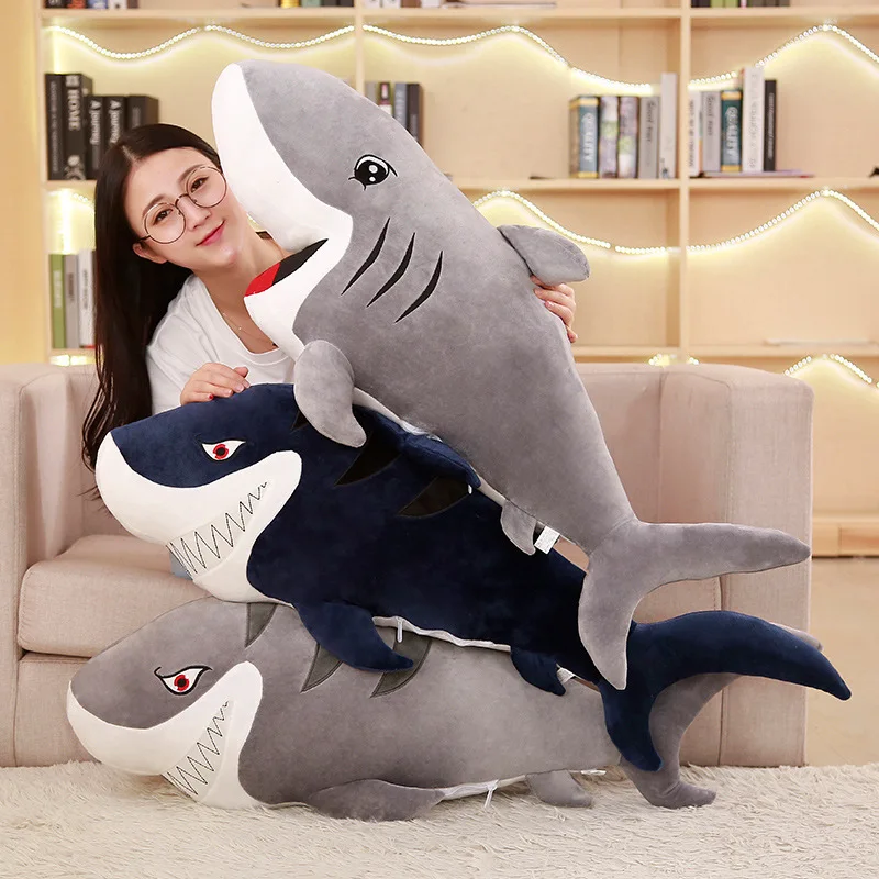 

Big Size Funny Soft Shark Plush Toy Big Blue Shark Pillow Ocean World Appease Cushion Gift for Children XC095