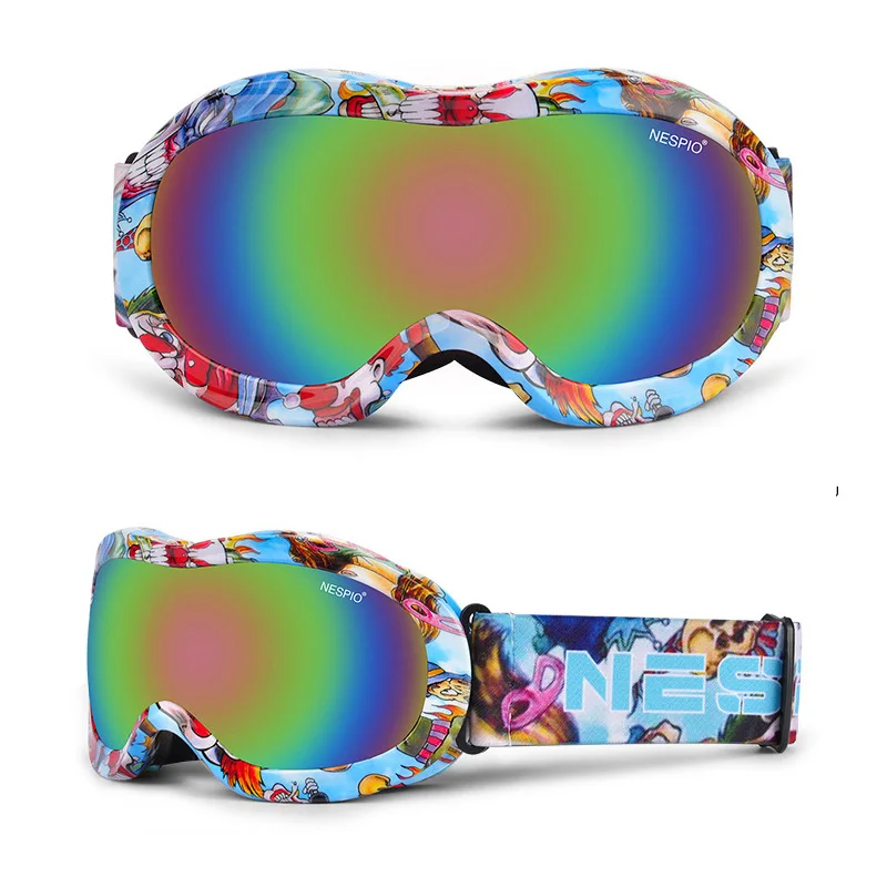 Двухслойные противотуманные очки для мальчиков и девочек, лыжные очки для сноуборда, детские большие сферические лыжные очки для альпинизма, велоспорта - Цвет: FK