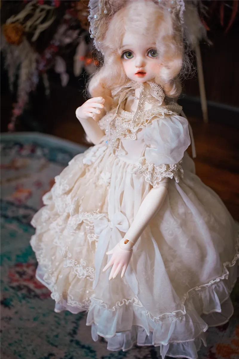 

BJD Кукла одежда подходит для 1/3 1/4 1/6 размер кружево чай окрашенные ретро-кукла платье Одри Хепберн дворец кружевное платье в кукольном стиле аксессуары для куклы