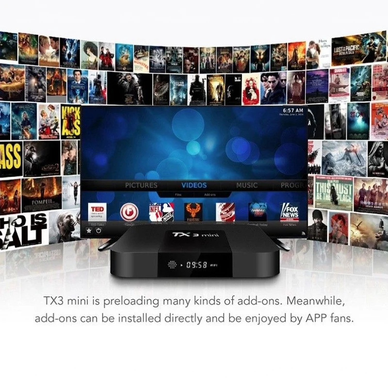 TX3 мини S905W Android 7,1 2,4 GHz WiFi 2 GB/16 GB tv Box HD медиаплеер AU