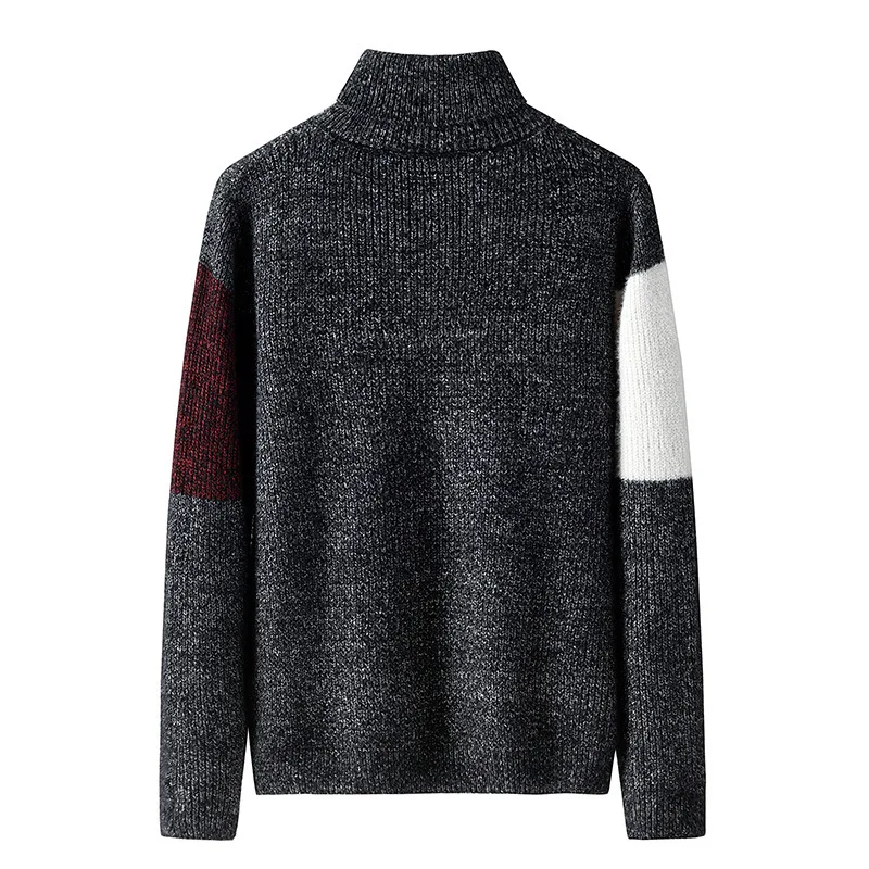 Riinr Mens Winter Thick Warm Cotton Sweaters Autumn Men Turtleneck Knitted Brand Casual Sweaters Slim Fit Pullover Male Knitwear