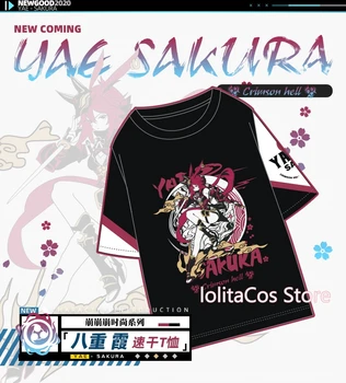 

Anime Honkai Impact 3 Yae Sakura Cosplay Casual Figure Printing Short Sleeve T-shirt Tee Men Women Student Tops Summer