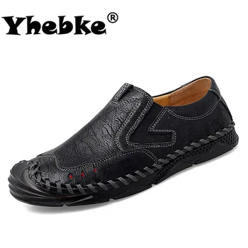 

Yhebke Men's Slip on Leather Shoes Casual Soft Comfortable Leisure Loafers Fashion Breathable Driving Shoes Plus Size 38-47