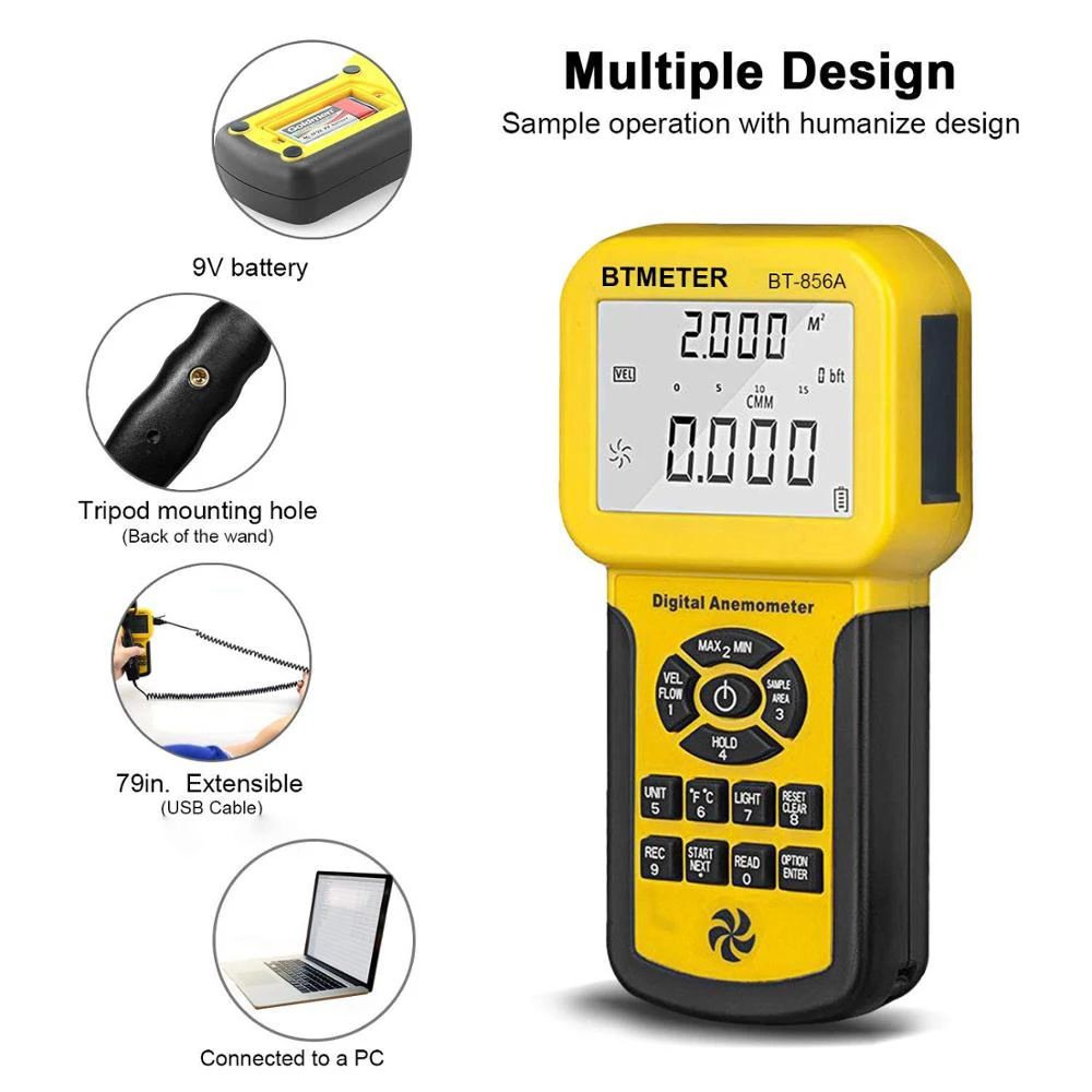 digital, anemômetro pro cfm, medição de fluxo