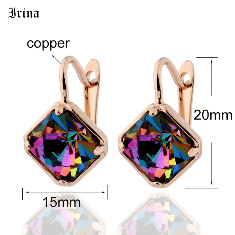 Irina New Style Cube Fashion Earrings Square Drop Earrings For Women Luxury Jewelry Gift 585 Rose Gold Color Elegant Earrings