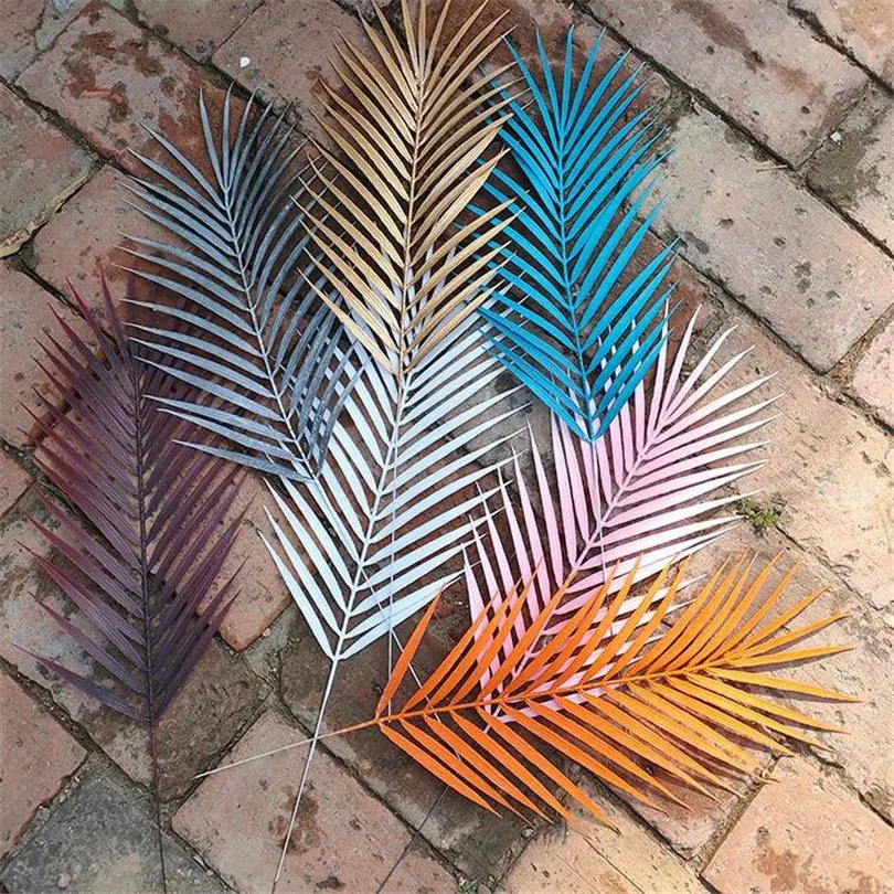 10pcs Artificial Single Palm Leaf Simulation Plant Plastic Palm Tree