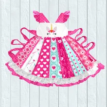 Горячая Распродажа; вечерние платья с рисунком единорога на День святого Валентина для маленьких девочек; высокое качество; очаровательные костюмы для маленьких детей