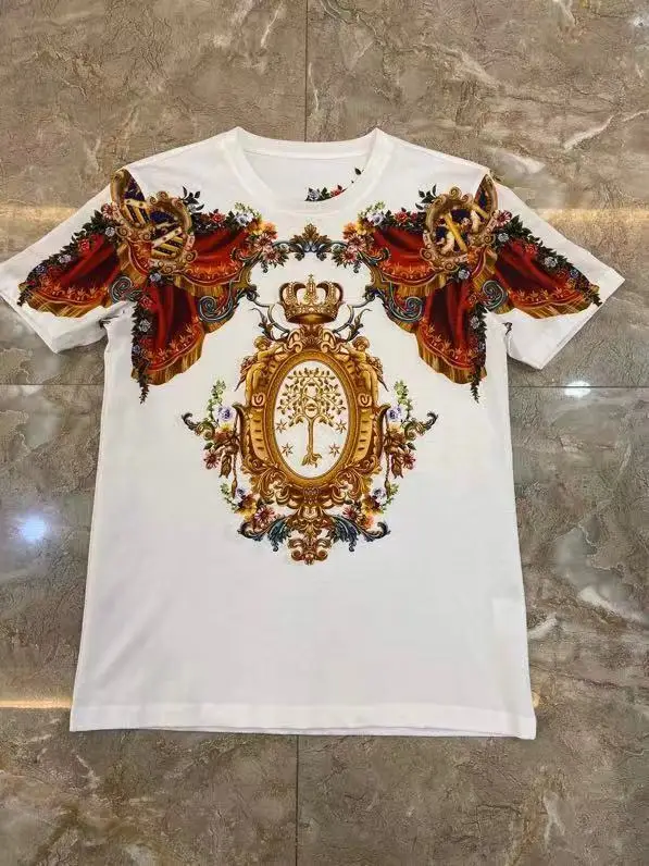 WE11841Fashion мужские топы и тройники Подиумные Роскошные известный бренд Европейский дизайн Короткие вечерние футболки с принтом мужская одежда