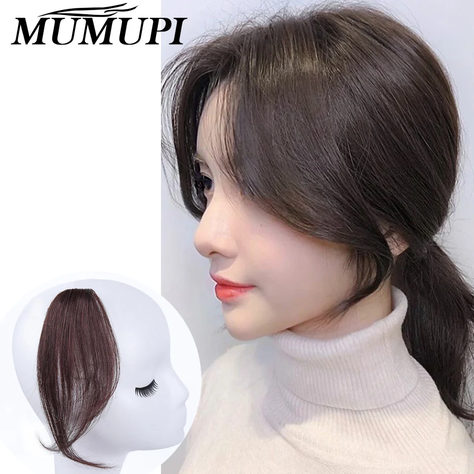 

MUMUPI 3d fringe fake bangs clip in on bangs human hair bang clip in extensions pieces for women wig black