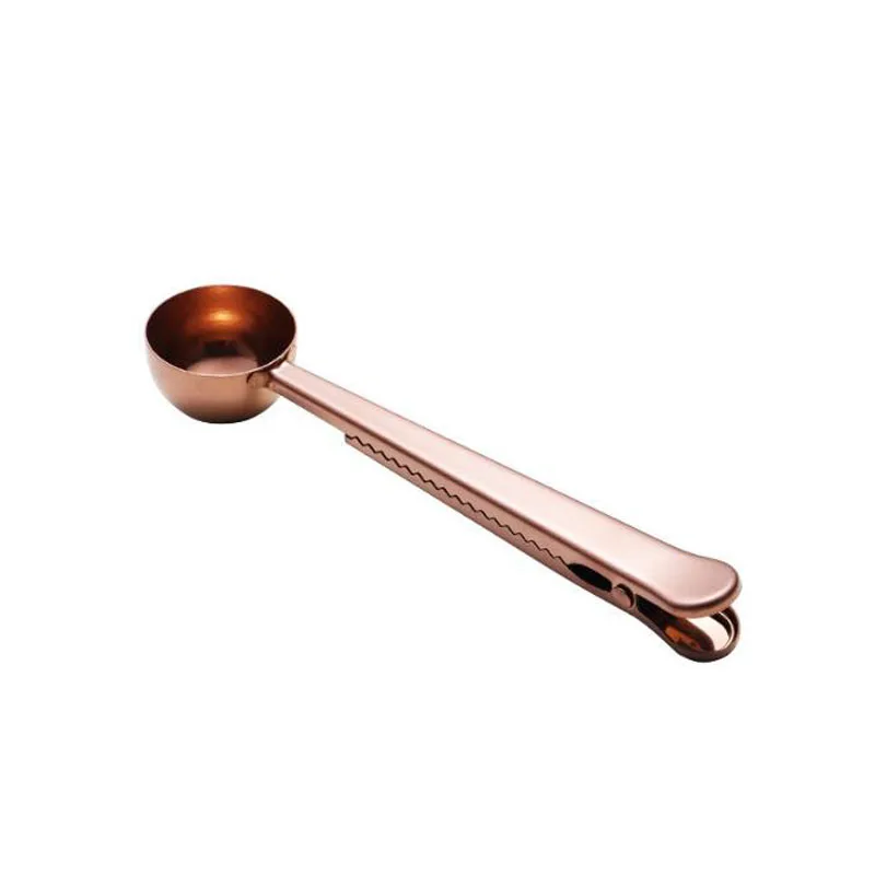 Rose Gold Мерная Ложка для кофе с зажимом для сумки многофункциональная нержавеющая сталь уплотнительная чайная мерная ложка кофейная посуда 50 шт - Цвет: Rose Gold