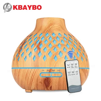 

KBAYBO 400ML Wood grain electric air purifier home aromatherapy essential oil humidifier aroma diffuser with 7 colors LED lights