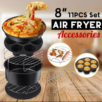 

11PCS Air Fryer Accessories High Quality 8 Inch for Gowise Phillips Cozyna and Secura Set of 11 Fit all Airfryer 3.5-6.8L