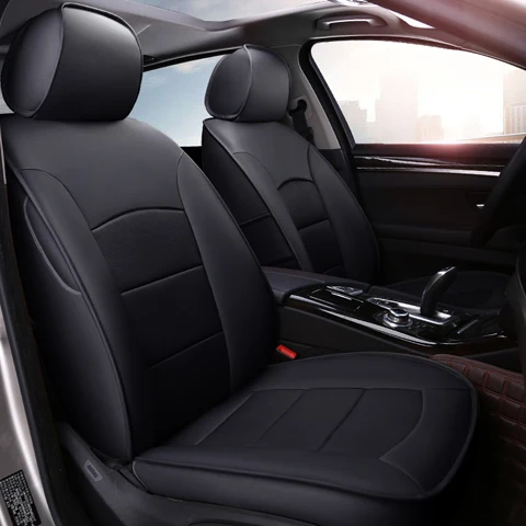 AutoDecorun чехлы из воловьей кожи, автомобильные чехлы для Infiniti QX60-, чехлы для сидений, набор аксессуаров, кожаные 7 сидений, подушки, 19 шт - Название цвета: Black