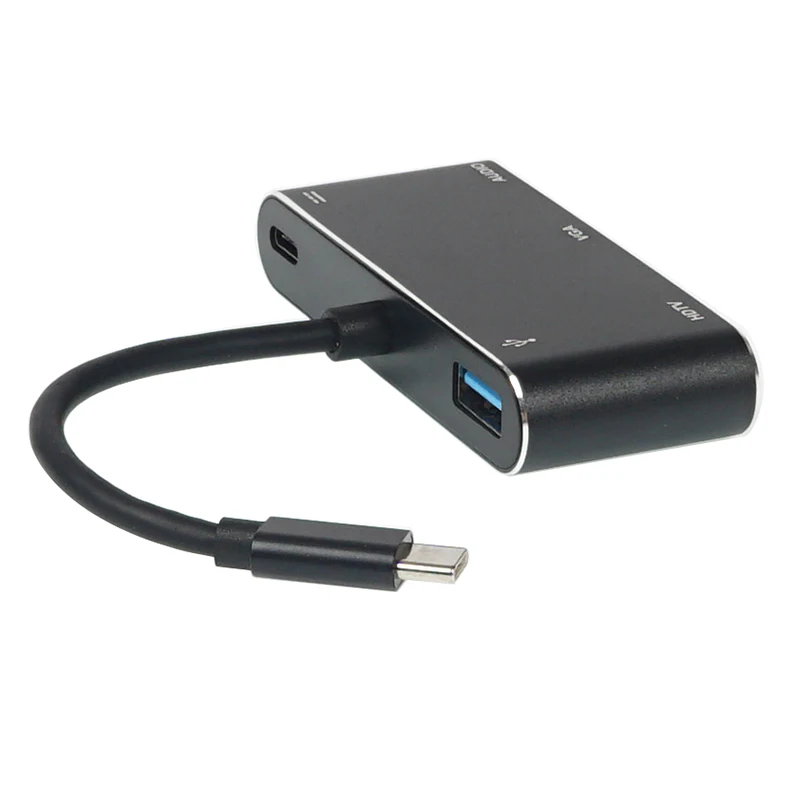 HDMI VGA Аудио USB многопортовый адаптер 4 в 1 USB-C type-C к HDMI 4 K/VGA/аудио/USB адаптер кабель конвертер