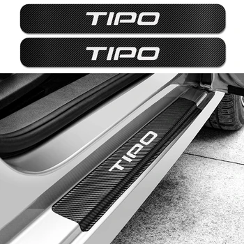 

4PCS Car Carbon Fiber Protector Door Threshold Plate Sticker For Fiat Tipo Auto Automobile Styling Decal Tuning Car Accessories