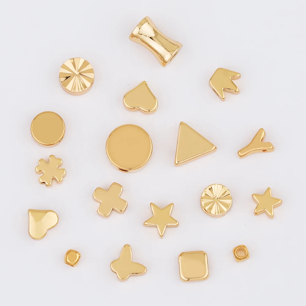 

WHSOK 100Pcs Jewelry Accessories/Cooper Materials/Multi Shapes/Septal Bead/Genuine Gold Plating/Jewelry Findings & Components