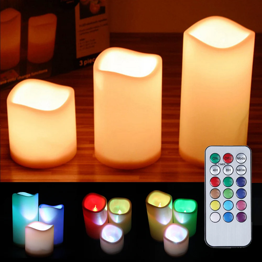 

LED Candles Light Night Lights Battery Operated Led Flickering Pillar Candles Indoor Outdoor Decor Lamp for Home Party Wedding
