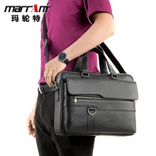 Business Men's Briefcase Genuine Leather Portfolio First Layer Cowhide 15-Inch Computer Bag Handbag