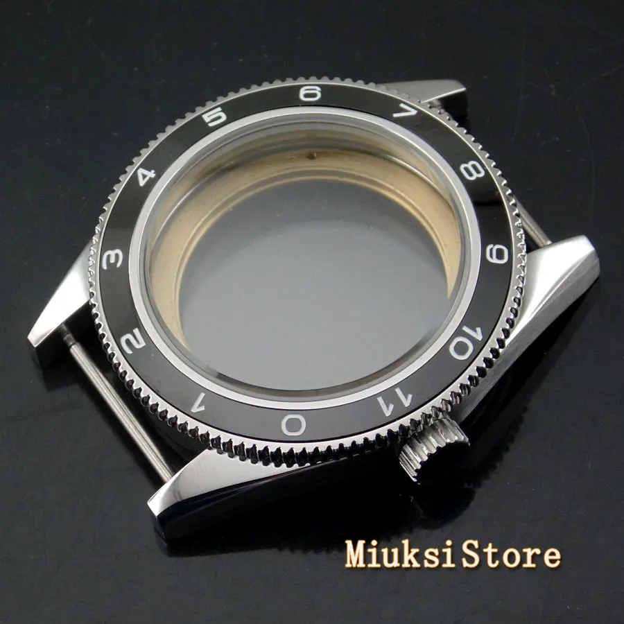 Corgeut 41mm watch case sapphire glass ceramic bezel fit Miyota 8205/8215 82 Series ETA 2836 DG2813