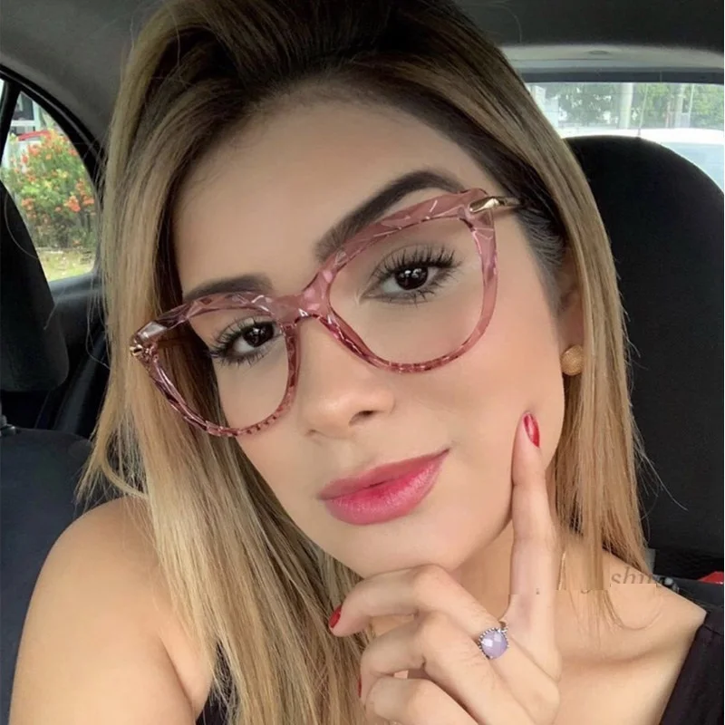 Crystal Transparent Clear Lens Glasses Women Luxury Vintage Retro Cat Eye Glasses Ladies Anti-blue light Computer Optical Frames
