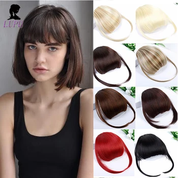 

LUPU Short Front Neat Bangs Fake Fringe Clip In Hair Extensions With High Temperature Synthetic Fiber Black Brown Blonde