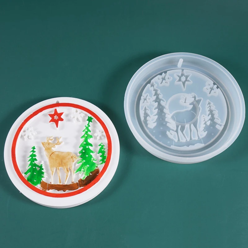 DIY кристальная эпоксидная форма Рождественская елка рождественский лист Лось