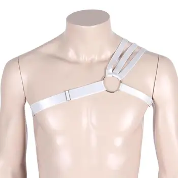 

Goth Punk Harness Belt Top Ring White Strappy Chest Bondage Sexy Lingerie Elastic Adjustable Suspender Shoulder Mens Party Rave