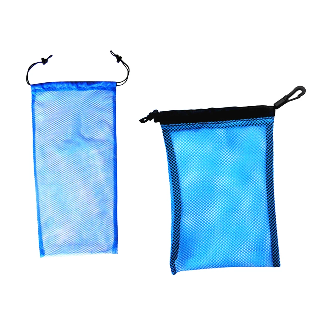 2 Pieces (2 Size) Heavy Duty Strong Mesh Storage Pouch Travel Bag for Scuba Dive Snorkel Swim Mask Gear Equipment Accessories
