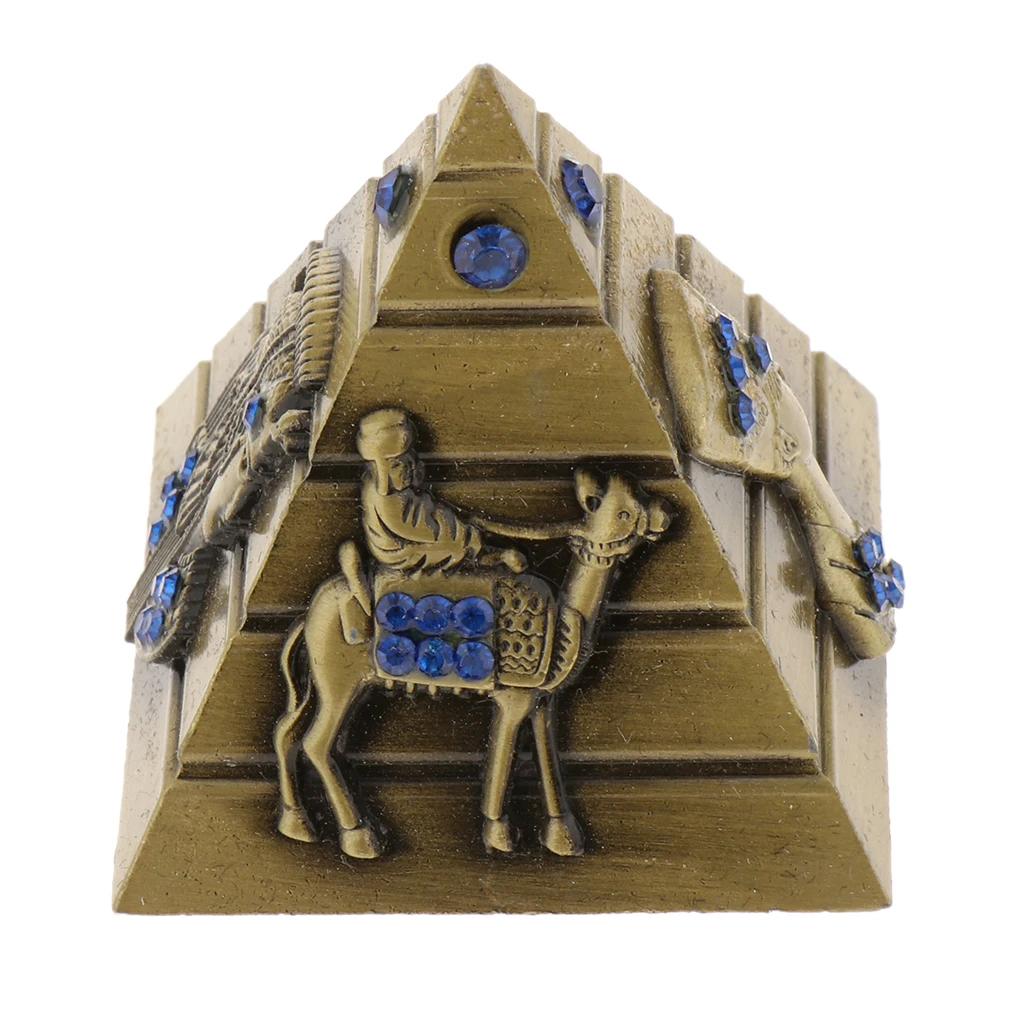 Vintage Metal Egyptian Pyramids Building Model Pyramid Statues Home Desktop Decoration Office Cafe Ornaments Travelling Souvenir